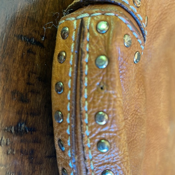 VTG MICHAEL KORS Camel Brown Leather Studded Boho Hippie Shoulder Bag Purse - Picture 14 of 16
